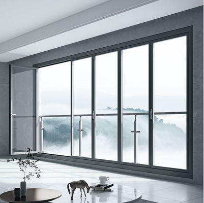 أبواب ألومنيوم رمادية مرنة ناعمة مضادة للأعاصير