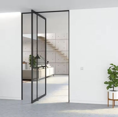 سبيكة الألومنيوم الزجاجية بدون إطار الباب المحوري المقاوم للتآكل تنظيف سهل