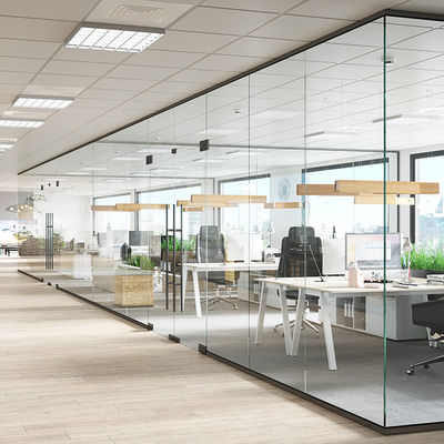 الصوتية مكتب الزجاجية الحائط التقسيمية مسحوق مغلفة الألومنيوم الملف مع الباب