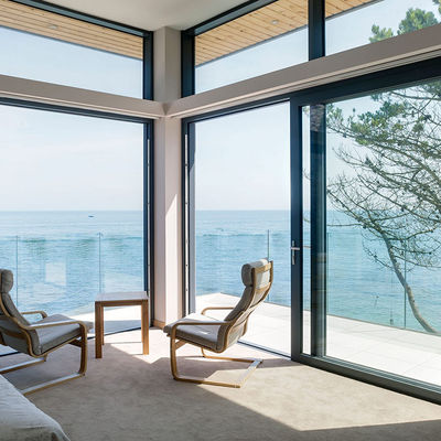 تخفيض الضوضاء الباب المنزلق الألومنيوم الزجاج العازل 3 أمتار الأبواب المنزلقة الألومنيوم