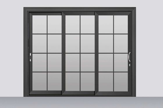 مقاومة الإعصار 2 ملم سميكة الألومنيوم المنزلق أبواب الفناء مع الزجاج المشدد