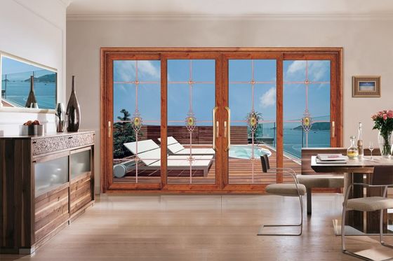 مقاومة الإعصار 2 ملم سميكة الألومنيوم المنزلق أبواب الفناء مع الزجاج المشدد