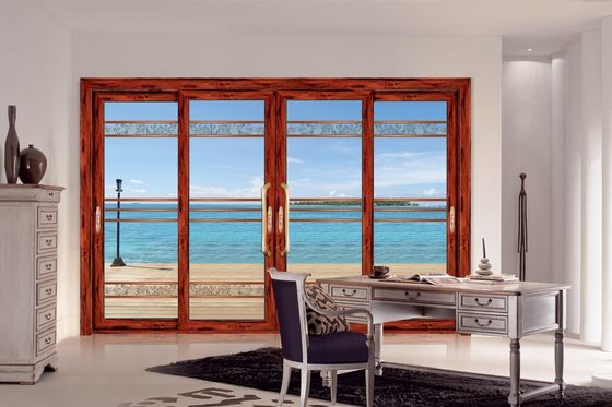 مقاومة الإعصار 2 ملم سميكة الألومنيوم المنزلق أبواب الفناء مع الزجاج المشدد