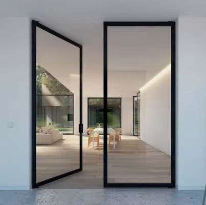 الباب المتحرك الألومنيوم ذو الإطار الرقيق المصفوف بالزجاج المشدد الباب المتحرك الألومنيوم