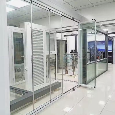 الباب الخارجي المنسحب من الألومنيوم بدون إطار الباب الزجاجي المنسحب الثنائي