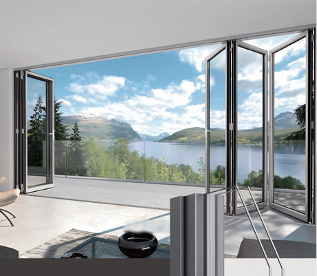 حرارة كسر السلامة الزجاجية الألومنيوم الباب المطوي التجاري الشرفة الباب المطوي