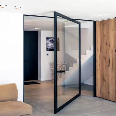 سبيكة الألومنيوم الزجاجية بدون إطار الباب المحوري المقاوم للتآكل تنظيف سهل