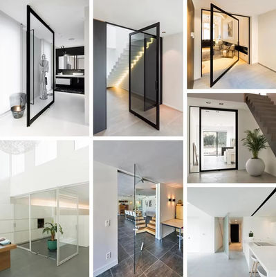 سبيكة الألومنيوم الزجاجية بدون إطار الباب المحوري المقاوم للتآكل تنظيف سهل