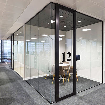 الصوتية مكتب الزجاجية الحائط التقسيمية مسحوق مغلفة الألومنيوم الملف مع الباب