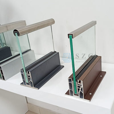 LED ضوء زجاجية رصيف الألومنيوم تصاميم الحواجز الحديثة غير الإطارية الزجاج المشدد الحواجز الخارجية