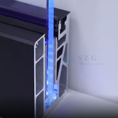 12 ملم السلالم بدون إطار زجاجية شرفة الدرج قناة U مع ضوء LED