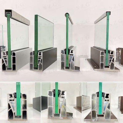 قابلة للتخصيص 12 ملم الألومنيوم U القناة الزجاجية الحاجز 304 SS الدرابزين بلا إطار زجاجية الرصيف