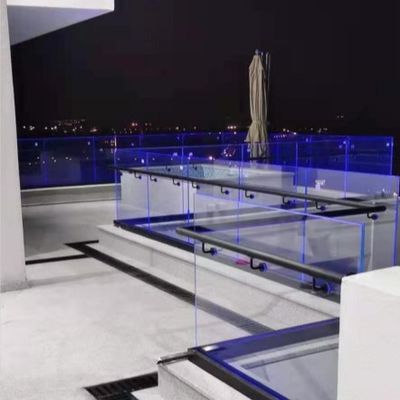 نظام قناة زجاج مقسى ثابت 800-1200 ملم مع درابزين ألومنيوم للسلامة والجاذبية الجمالية