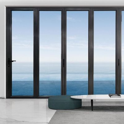 أبواب الألومنيوم المزدوجة ذات الخط الأنيق الشرفة الداخلية التصميم المنزلق القابل للطي