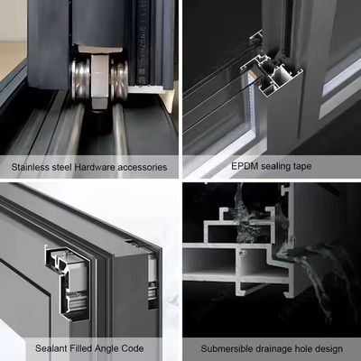 الباب المنزلق ذو الإطار الأبيض الألومنيوم الزجاجي المزدوج