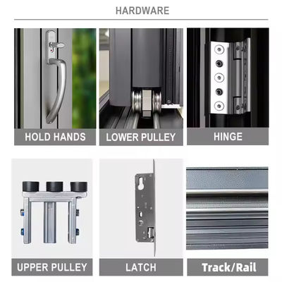 الألومنيوم الصوت والماء عازل ثنائي طي الباب الزجاجي الباب الحائط