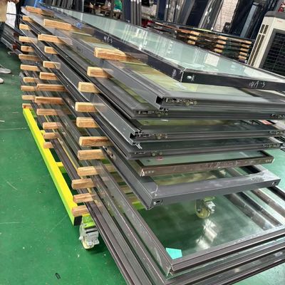 باب زجاجي شفاف مزدوج الزجاج ثقيل الحرارة معزولة ثنائي طي الباب