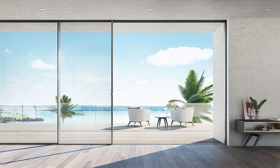 الباب المنزلق الألمنيوم بسيط الحديث مع الأجهزة الفولاذ المقاوم للصدأ والإطار المقوى