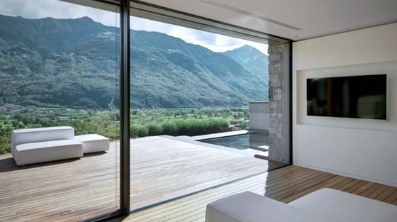 الباب المنزلق الألمنيوم بسيط الحديث مع الأجهزة الفولاذ المقاوم للصدأ والإطار المقوى