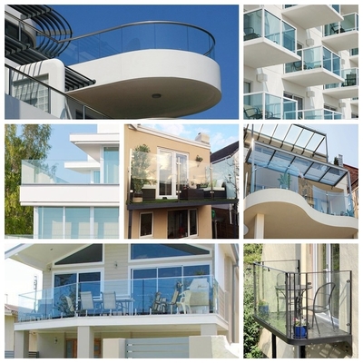 الطلاء الأسود المخصص بدون إطار U Channel Glass Railing Glass Balustrade