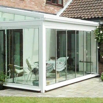 أبواب زجاجية شفافة قابلة للطي من الألومنيوم منزلقة 5+5 مم زجاج مصفح مقسى للتقسيم والشرفة