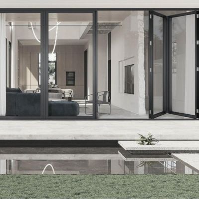 أحجام مخصصة الألومنيوم الأبواب الخارجية المزدوجة العزل الحراري متعدد الألواح