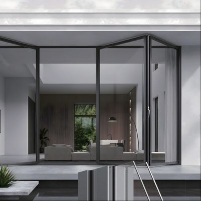 آلية قفل آمنة أبواب زجاجية قابلة للطي من الألومنيوم في الفضة / الأبيض / الأسود / مخصصة للمؤسسات التعليمية