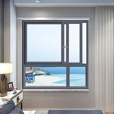 الزجاج المزدوج المخصص الإطار الأسود الألومنيوم الزاحف الشريحة النوافذ