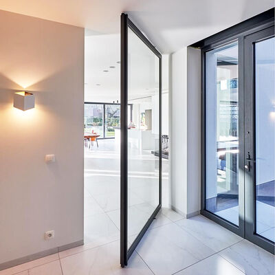 6 + 6 مم 8 + 8 مم باب محوري للأمن من الزجاج المقسى الشفاف والحديد الصلب